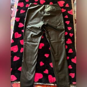 a new day black leather leggings, size M,